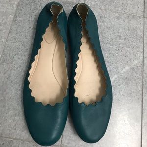 Original Chloe Scalloped Teal Blue Ballet Flats